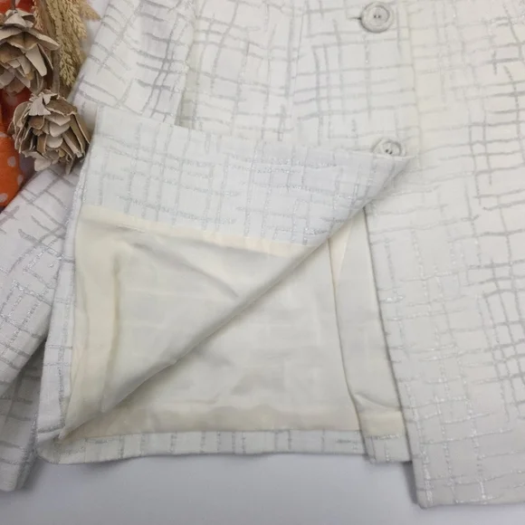 Madison Studio White Silver Blazer Jacket Sz 12 - Picture 7 of 12